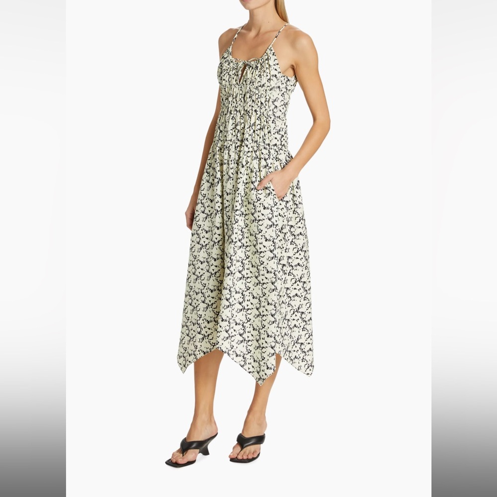 Proenza schouler Floral Smocked Handkercheif Midi-Dress NWOT - Picture 2 of 7